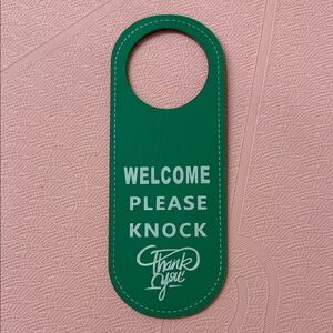 Green Door Hanger Sign: Remote worker, students for privacy for room.